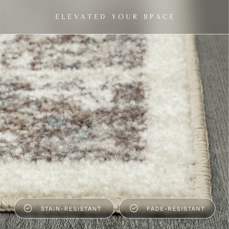 Maples Rugs Tapestry Farmhouse Area Rugs â€“ Made in USA â€“ Washable, Non Slip Indoor Carpet for Entryway, Foyer, Kitchen, and Bathroom, 1'8 x 2'10, Taupe/Grey - Image 4